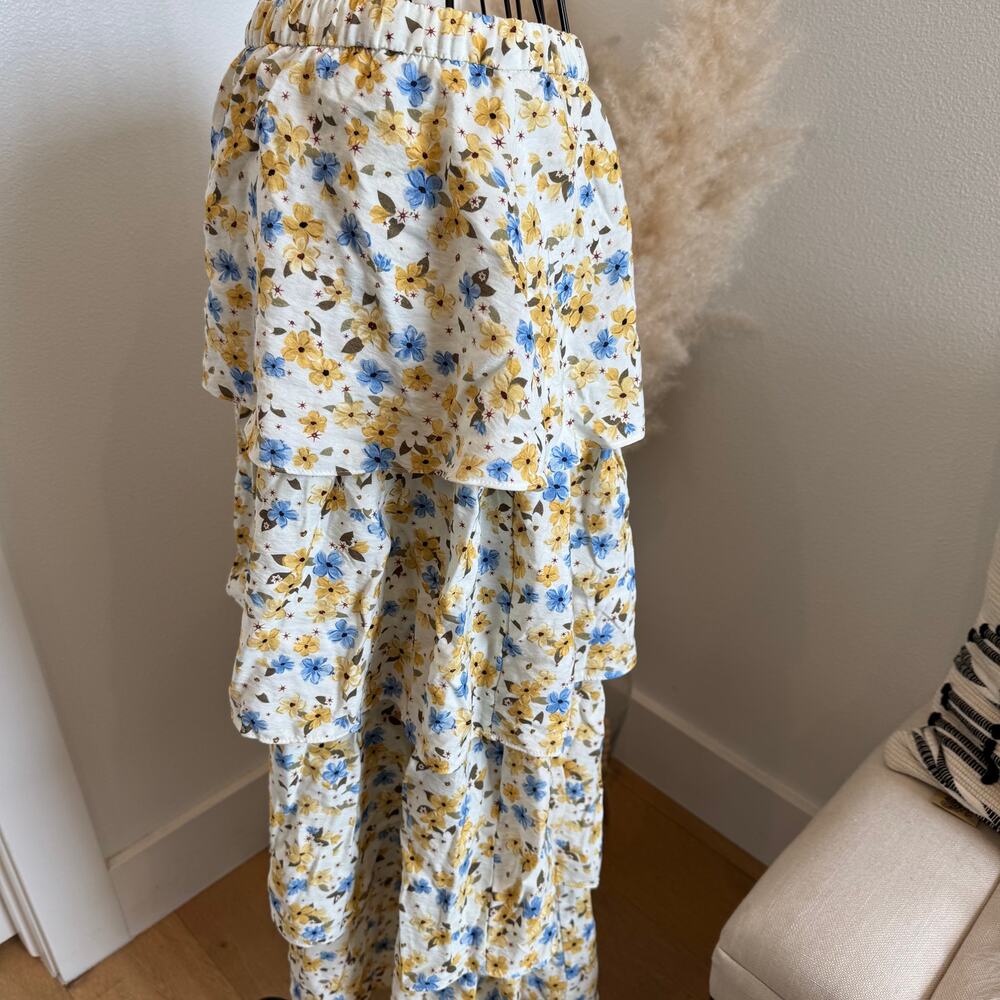 Aritzia Wilfred Volume Skirt LT Birch Yellow Floral Tiered Maxi Flowy Boho NWT-M - Picture 5 of 13